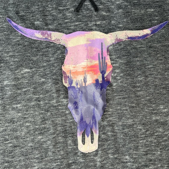 Grayson Threads Cattle Bull Head Blouse Gray Size  XS - Picture 2 of 5